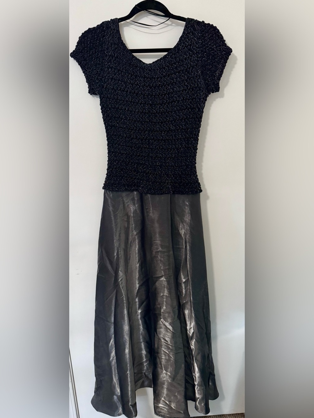 JS Collections Black Metallic A-Line Drop Waist Dress